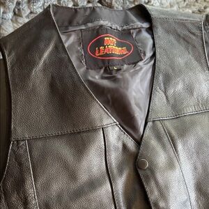 Black leather vest